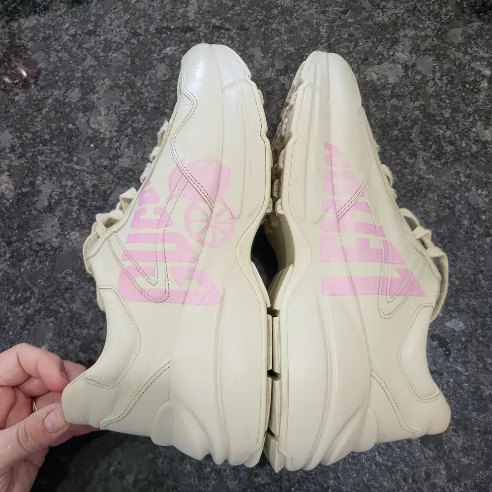 GUCCI  Women's Rhyton 'Lemon Gucci' Leather sneaker size 40 US 10 - Picture 3 of 12